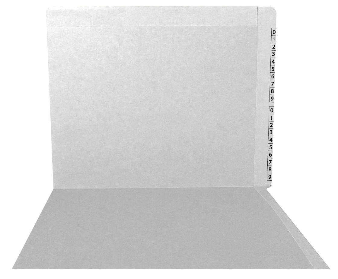 End/Top Tab Numeric Kardex Folders - WHITE - Letter Size - 3/4" Expansion - 100/Box