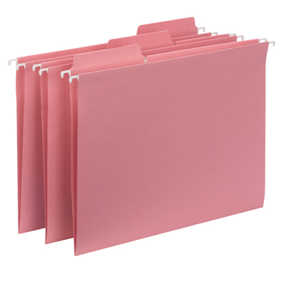 Smead 64014  FasTab Hanging Folder 64014, 1/3-Cut Built-In Tab, Letter, Dark Pink -Carton of 90