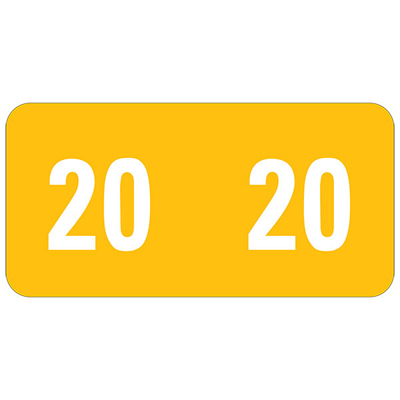 Smead 67920  ETS Color-Coded Year Label  "2020" - Yellow -  1/2" H x 1" W - 250/Labels Per Pack
