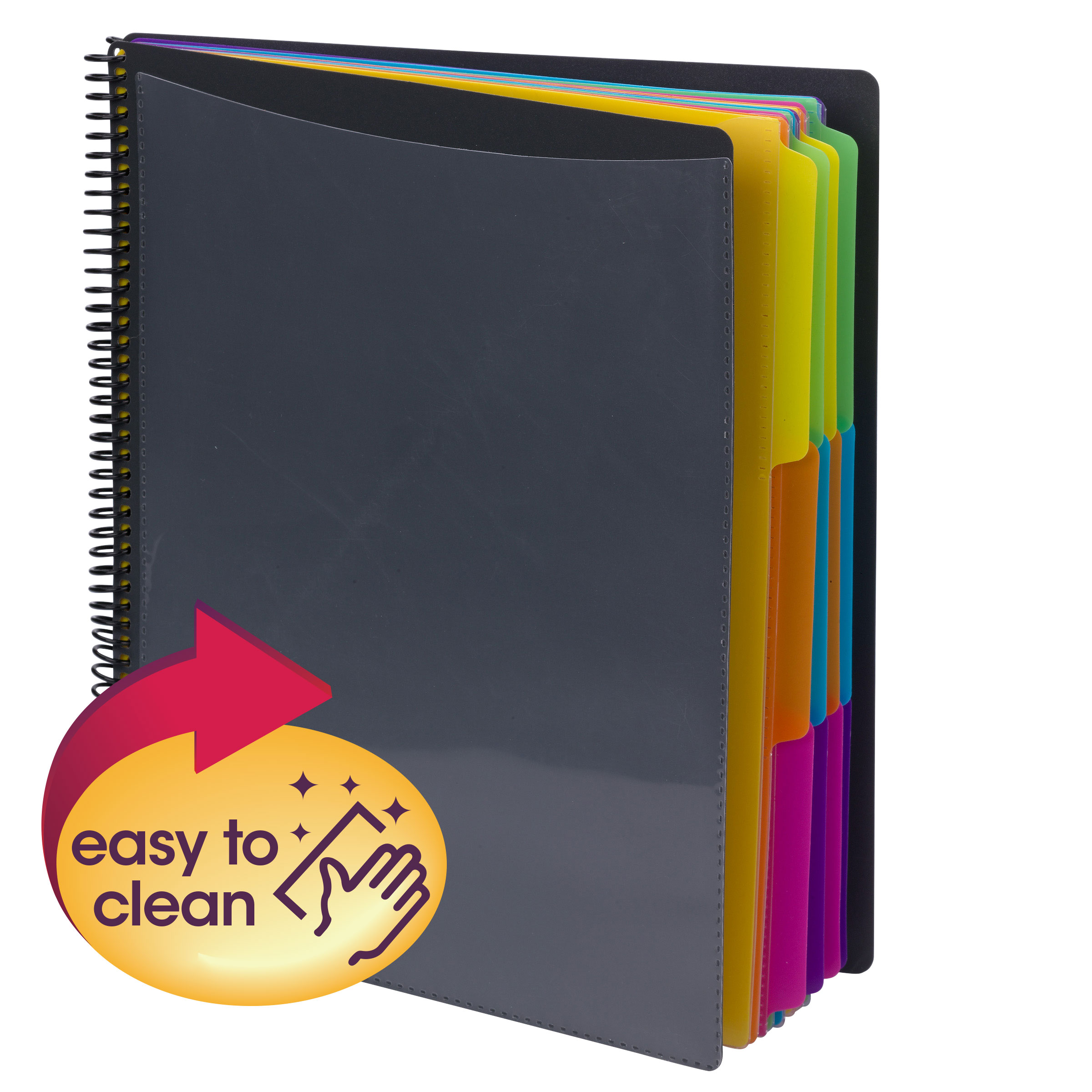 Smead 89206  24 Pocket Poly Project Organizer, Letter Size, 1/3-Cut tab, Gray with Bright Colors - Total of 10