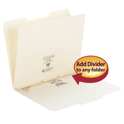Smead 68021  Self-Adhesive Folder Dividers - Side Flap Style, Letter, Manila - 100/Box