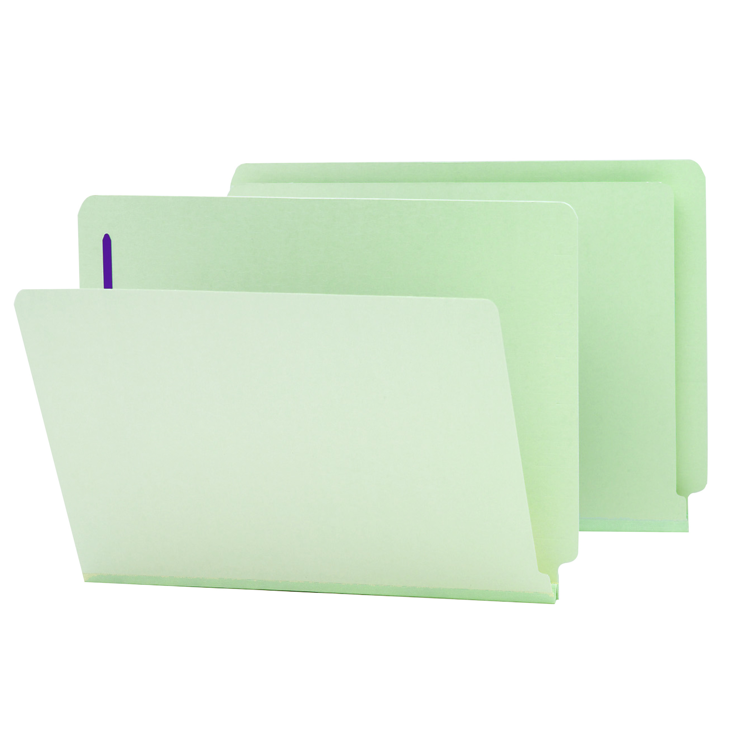 Smead 34705  End Tab Pressboard Fastener File Folder with SafeSHIELD Fastener 34705, 2 Fasteners, 1" Expansion, Letter, Gray/Green - Total of 125