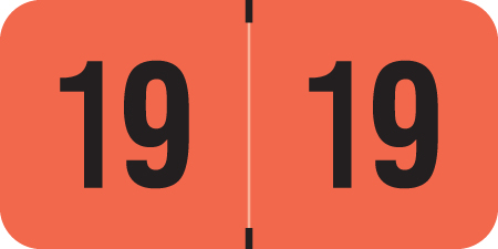 PMA 2019 FLUORESCENT RED YEAR LABEL  - Laminated - 500/Roll
