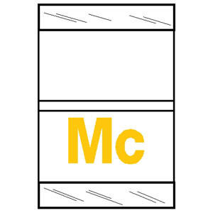 Col'R'TAB Top Tab Alpha Labels - 82050 Series - Letter 'Mc' - Yellow - 1-1/2" H x 1" W - Labels on Sheets - 100/Pack