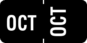 Tabbies 1/2" Horizontal/Vertical Month Labels, Black, 1/2"H x 1"W, "OCT", 100 Labels/Pack