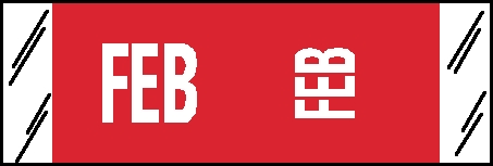 Tabbies COL'R'TAB Horizontal/Vertical Month Tabs, Red, 1/2"H x 1-1/2"W, "FEBUARY" 100/Pack