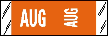 Tabbies COL'R'TAB Horizontal/Vertical Month Tabs, Orange, 1/2"H x 1-1/2"W, "AUGUST" 100/Pack