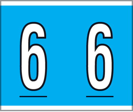 Tabbies® Kardex PSF-138 Compatible Numeric Labels, Blue, 1-1/2"H x 1-1/4"W, "#6", 500 Labels/Roll