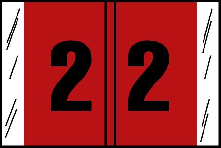 Tabbies Original COL'R'TAB Digi-Kolor Numeric 14560 Labels, Red, 1"H x 1-1/2"W, "#2", 500 Labels/Roll