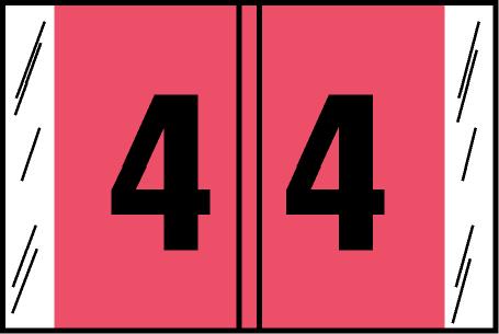 Tabbies Original COL'R'TAB Digi-Kolor Numeric 14560 Labels, Pink, 1"H x 1-1/2"W, "#4", 500 Labels/Roll