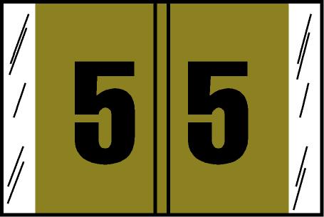 Tabbies Original COL'R'TAB Digi-Kolor Numeric 14560 Labels, Gold, 1"H x 1-1/2"W, "#5", 500 Labels/Roll