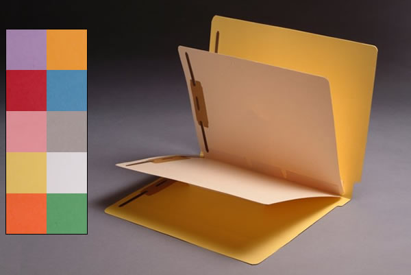 Economy 2 Divider Folders - 14 Pt. Blue Colored Folder with 2 Dividers - Letter Size - Full Cut Reinforced End Tab -  4 Fasteners - 25/Box