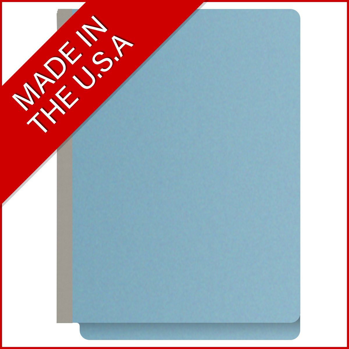 End Tab Pressboard Folders w/ 3 Kraft Dividers - BLUE - Letter Size -  Tyvek 3" Expansion in Grey - 10/Box