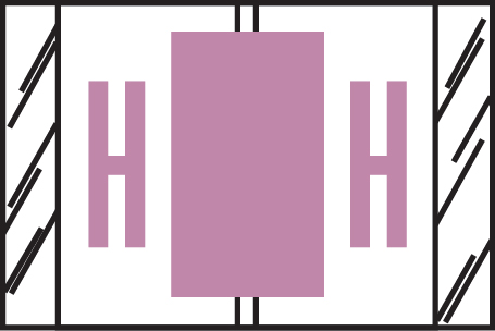 TAB Compatible 84100 Series Alpha Labels - 'H' - Lilac - 1" H x 1-1/2" W - Labels on Sheets - 100 Labels Per Pack (10 Labels Per Strip)