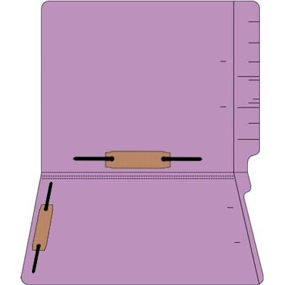 Lavender Colored 14 Pt. End Tab Folder with 2 Fasteners in Positions 3 & 5 - Full Cut Reinforced End Tab - Letter Size -50/Box