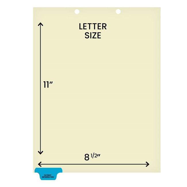 "Patient Information" -  Bottom Tab Divider - Tab in Position 1 - Blue Colored Tab - 100/Package