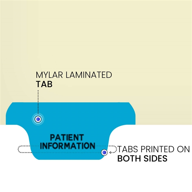 "Patient Information" -  Bottom Tab Divider - Tab in Position 1 - Blue Colored Tab - 100/Package