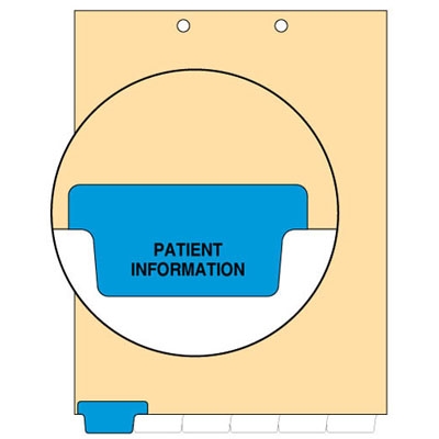 "Patient Information" -  Bottom Tab Divider - Tab in Position 1 - Blue Colored Tab - 100/Package