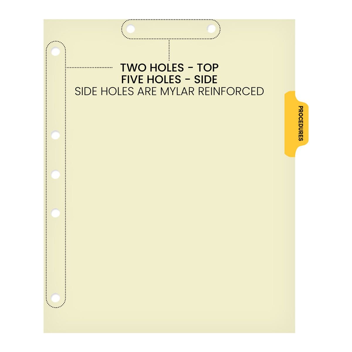"Procedures"  Side Tab Chart Dividers- Tab Position 3- Amber (100/Pkg)
