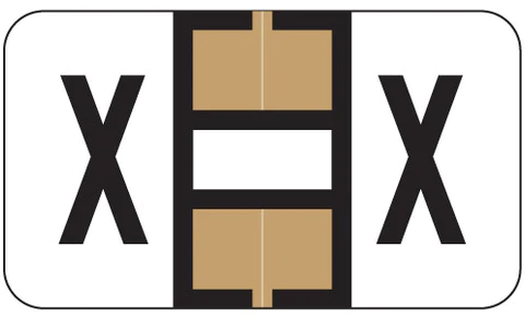 JETER Alphabetic Labels - 7100 Series (File Box Size Sheets) X- Tan