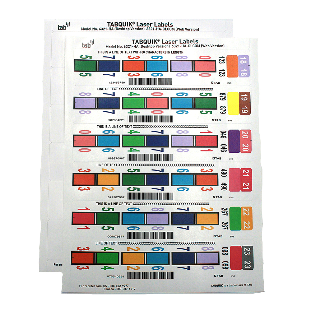 TABQuik Inkjet Labels - 6 Labels Per Sheet - 7.75" x 1.66" - (1800 Labels Per Pack)