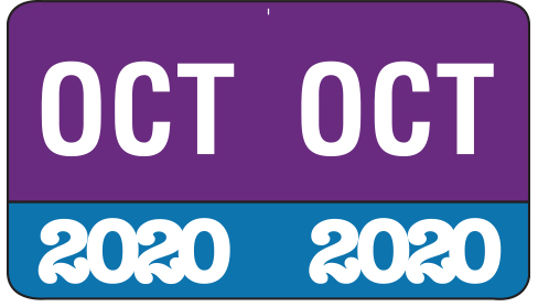 Month/Year Labels 2020 - Complete Set Jan-December - 2,700 Labels - 1-1/2" W x 1" H