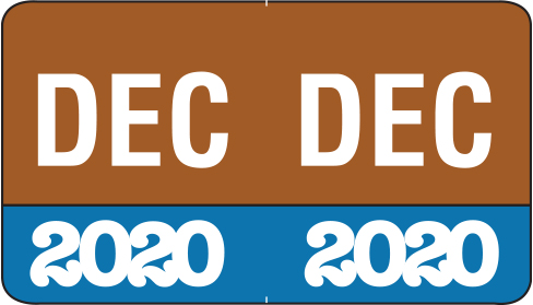 Month/Year Labels 2020 - Complete Set Jan-December - 2,700 Labels - 1-1/2" W x 1" H