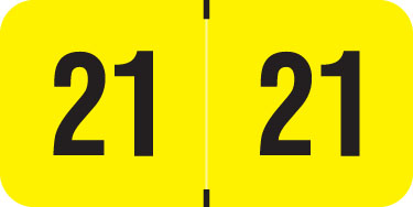 PMA Fluorescent Yearband Label (Rolls of 500) - 2021 - Fl. Yellow - FYYM Series - Laminated  -3/4" H x 1-1/2" W