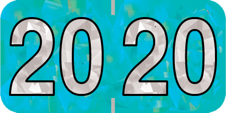 Holographic Yearband Label (Rolls) 500 - 2020 - Aqua - HAYM Series - Polylaminated - 3/4" H x 1-1/2" W