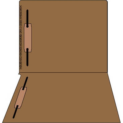 Kardex Sem-Scan Alpha Folders - End/Top Tab - BROWN - Fasteners in 1 & 3 - Letter Size - - 100/Box