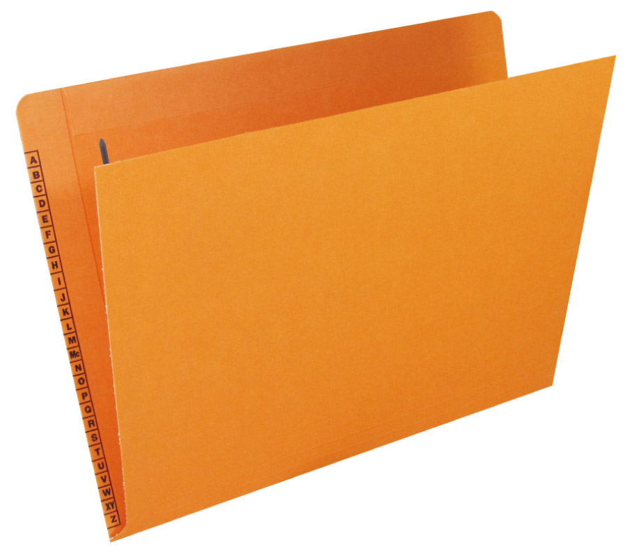 Kardex Sem-Scan Alpha Folders - End/Top Tab - ORANGE - Fasteners in 1 & 3 - Letter Size - 50/Box