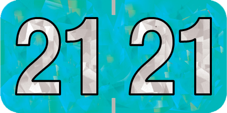 Holographic Yearband Label (Rolls) 500 - 2021 - Aqua - HAYM Series - Polylaminated - 3/4" H x 1-1/2" W