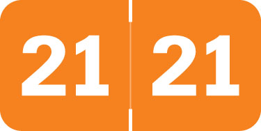 Tabbies Yearband Label (Rolls of 500) - 2021 - ORANGE - TAYM Series - Laminated - 500/Roll - 3/4" H x 1-1/2" W