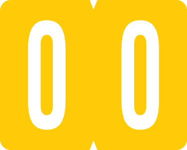 GBS 1" Numeric - VSNM Series - 1H X 1 1/4W - 500/Roll - Number 0 - Yellow