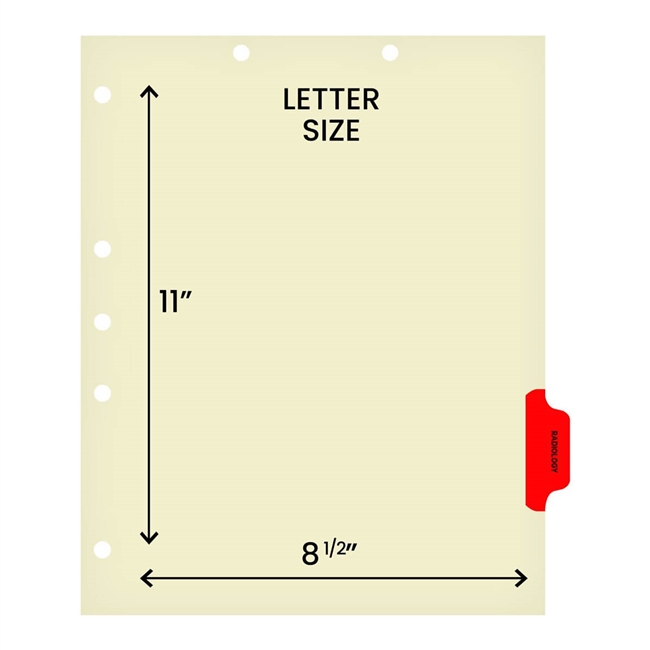 Side Tab Chart Dividers - "Radiology" Tab Position 5 - Red (100/Pkg)