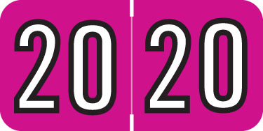 2020 Barkley Year Label - Raspberry Color -  3/4"H x 1-1/2" W - 500/Roll