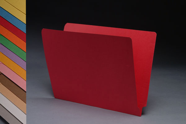 Green Colored 14 Pt. End Tab Folder with Fasteners in Positions 3 & 5 - Full Cut Reinforced End Tab - Letter Size -50/Box