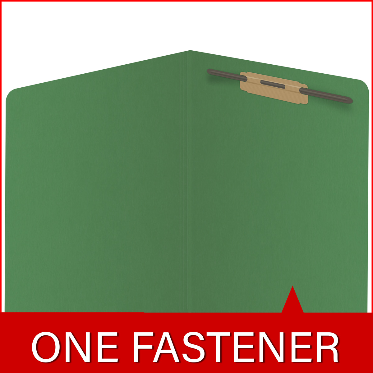 End Tab Folder - Green - Letter Size - Fastener in Position 1 - Full Cut 2-Ply Tab - 50/Box