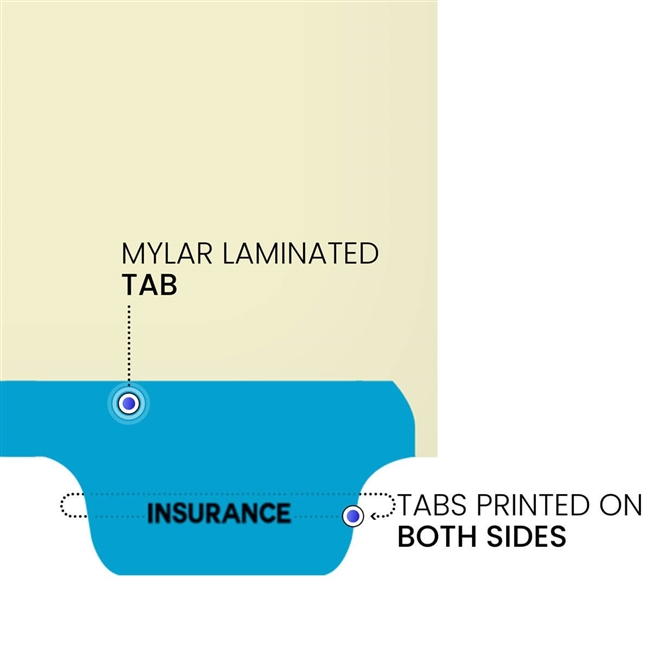 "Insurance" Bottom Tab-Chart Divider - Position 6- Blue (100/Pkg)