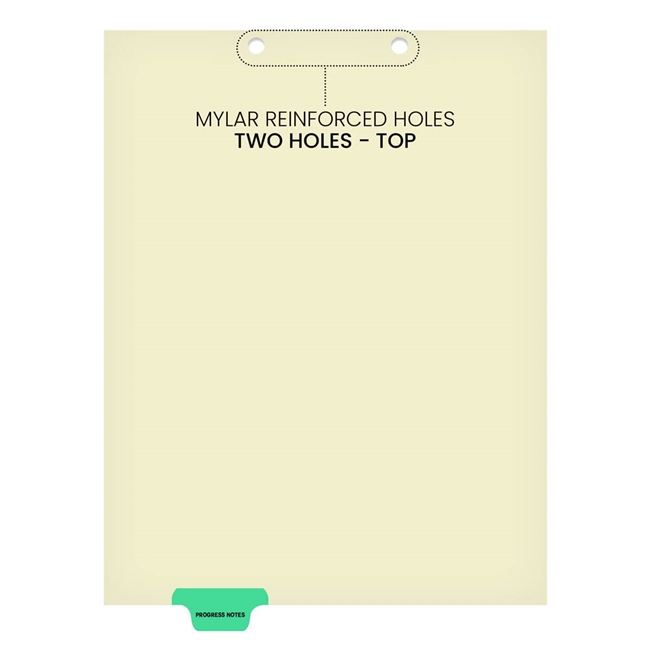"Progess Notes"  Bottom Tab Chart Dividers- Progress Notes, Tab Position 2- Green (100/Pkg)