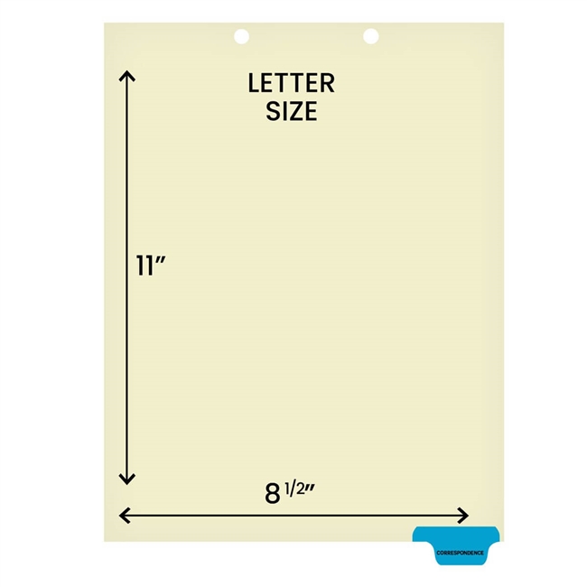 "Correspondence"  Bottom Tab Chart Dividers- Correspondence, Tab Position 6- Blue (100/Pkg)