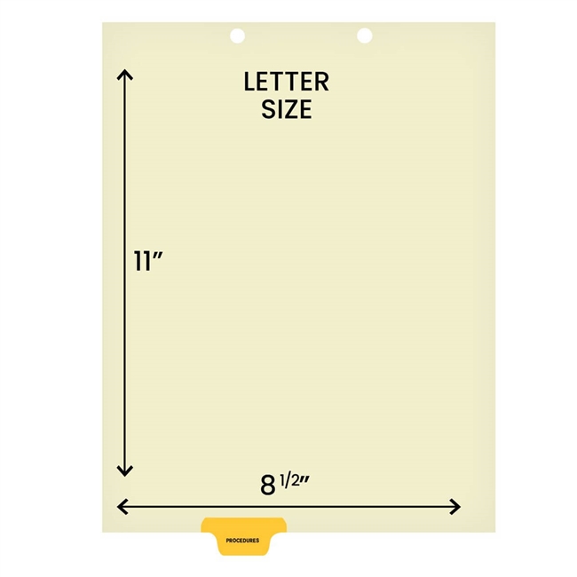 "Procedures" Bottom Tab Chart Dividers- Procedures, Tab Position 3- Amber (100/Pkg)