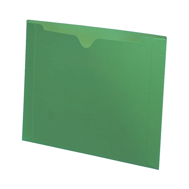 Dental Style Jackets with One Pocket - Colored - 11 Pt. Flat No Expansion - Reinforced Edges - Letter Size - 50/Box - Green