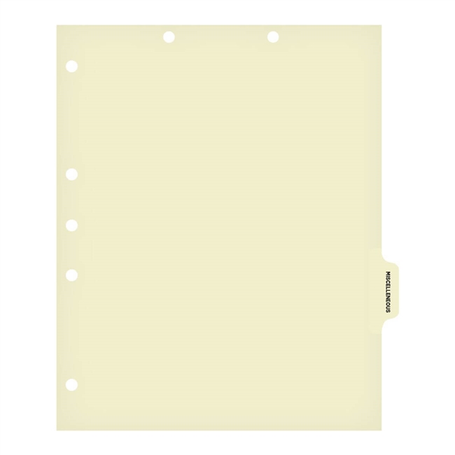 "Miscellaneous" Side Tab Chart Dividers - Tab in Position 5 - Tab Color Clear (100/Pkg)
