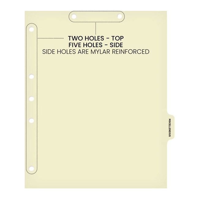 "Miscellaneous" Side Tab Chart Dividers - Tab in Position 5 - Tab Color Clear (100/Pkg)