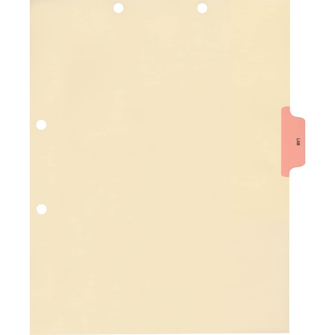 "LAB" Side Tab Chart Dividers - Tab Position # 3 in Pink - Medical Arts Press Match - 100/Pack
