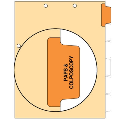 Side Tab Chart Dividers - "Paps & Colonoscopy" -  Tab Position 1 - Orange TAB - 100/Pack