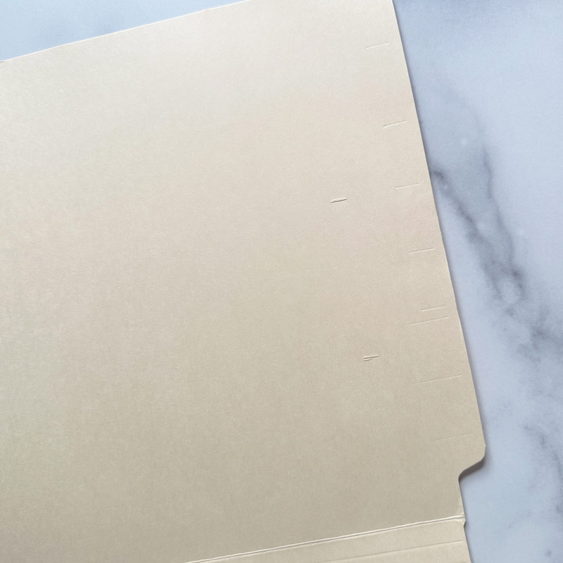 87S101 - Barkley Compatible End Tab Folder - 14 Pt. Manila - Single Ply Tab - Letter Size - End Tab Close Up - FilingSupplies.com