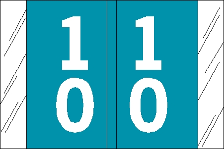 Tabbies 11191 - ORIGINAL Col'R'Tab DOUBLE DIGIT NUMERIC 11190 SERIES, 1" DOUBLE-DIGIT NUMERIC TABS '10-19', LIGHT BLUE, 1"H x 1-1/2"W, 500/ROLL