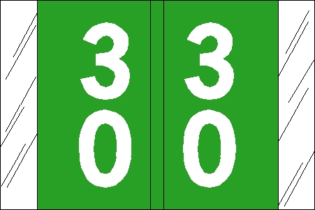 Tabbies 11193 - ORIGINAL Col'R'Tab DOUBLE DIGIT NUMERIC 11190 SERIES, 1" DOUBLE-DIGIT NUMERIC TABS '30-39', LIGHT GREEN, 1"H x 1-1/2"W, 500/ROLL